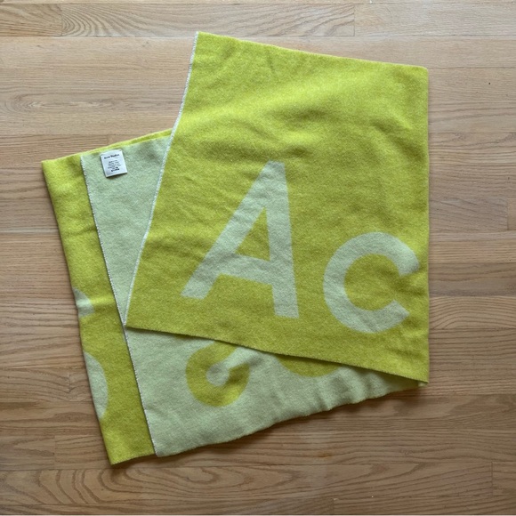 Acne Studios Accessories - ACNE STUDIOS Toronty Logo Scarf in Chartreuse Yellow (two-toned)
